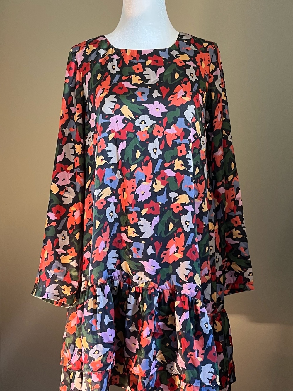 Floral Print Long Sleeve Midi Dress in Multi